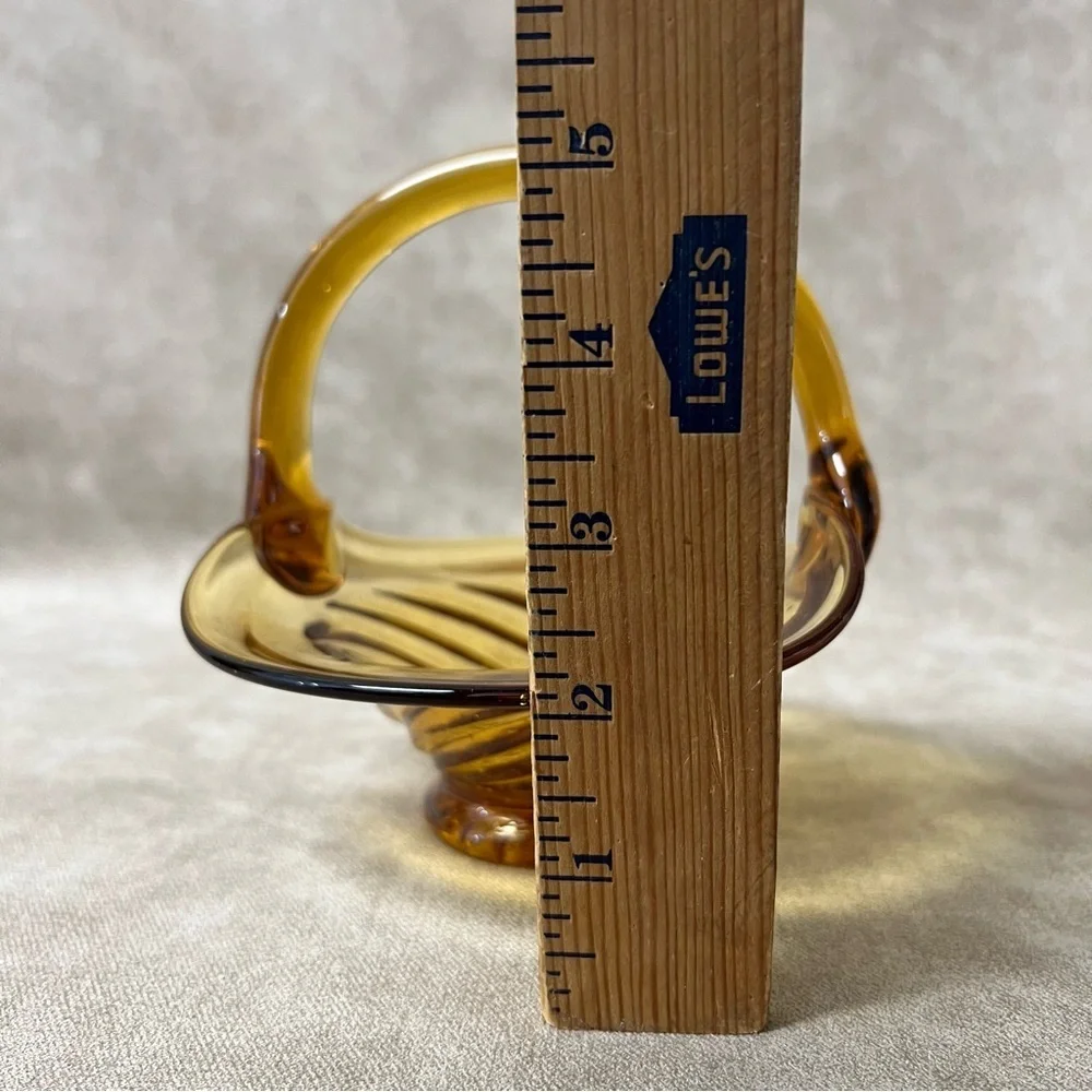 Vintage 1920s Amber-Colored Glass Bridal Basket